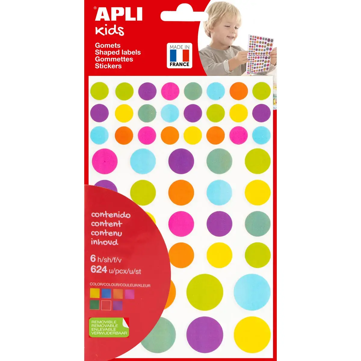 Gommettes rondes couleurs peps 6 feuilles - Apli photo du produit
