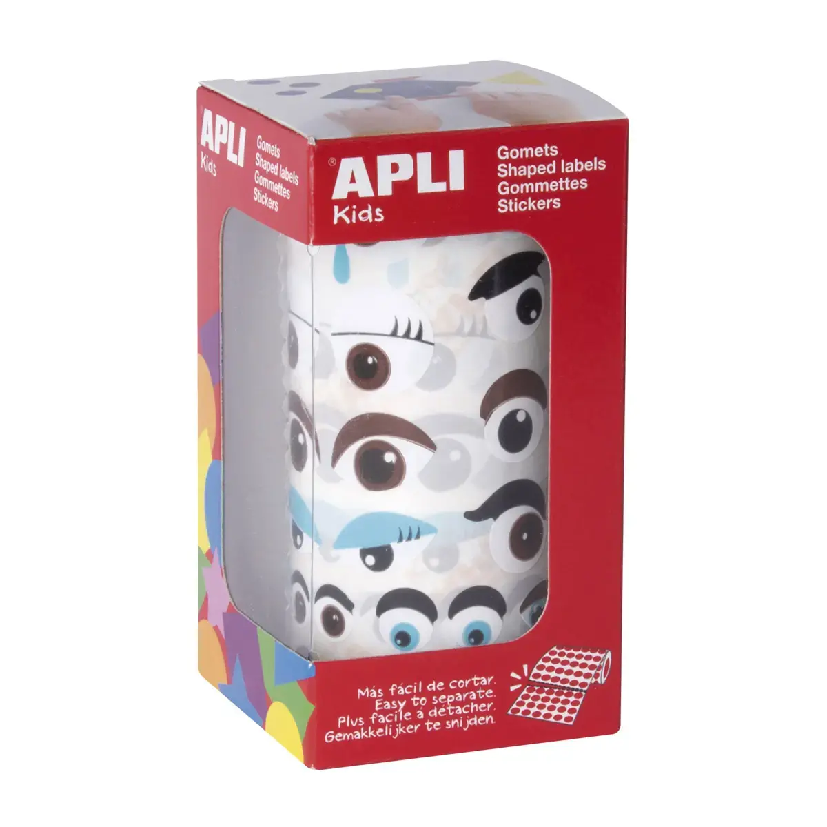 Rouleau gommettes yeux multicolores assortis - Apli photo du produit