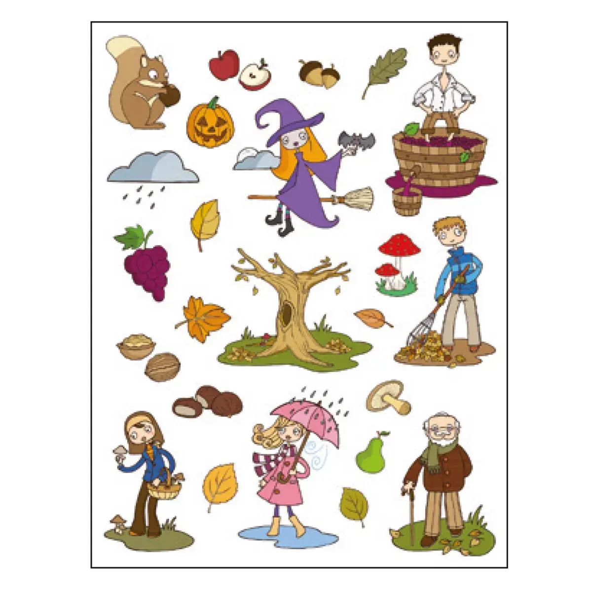 Gommettes thématiques L’Automne 12 feuilles - Apli photo du produit