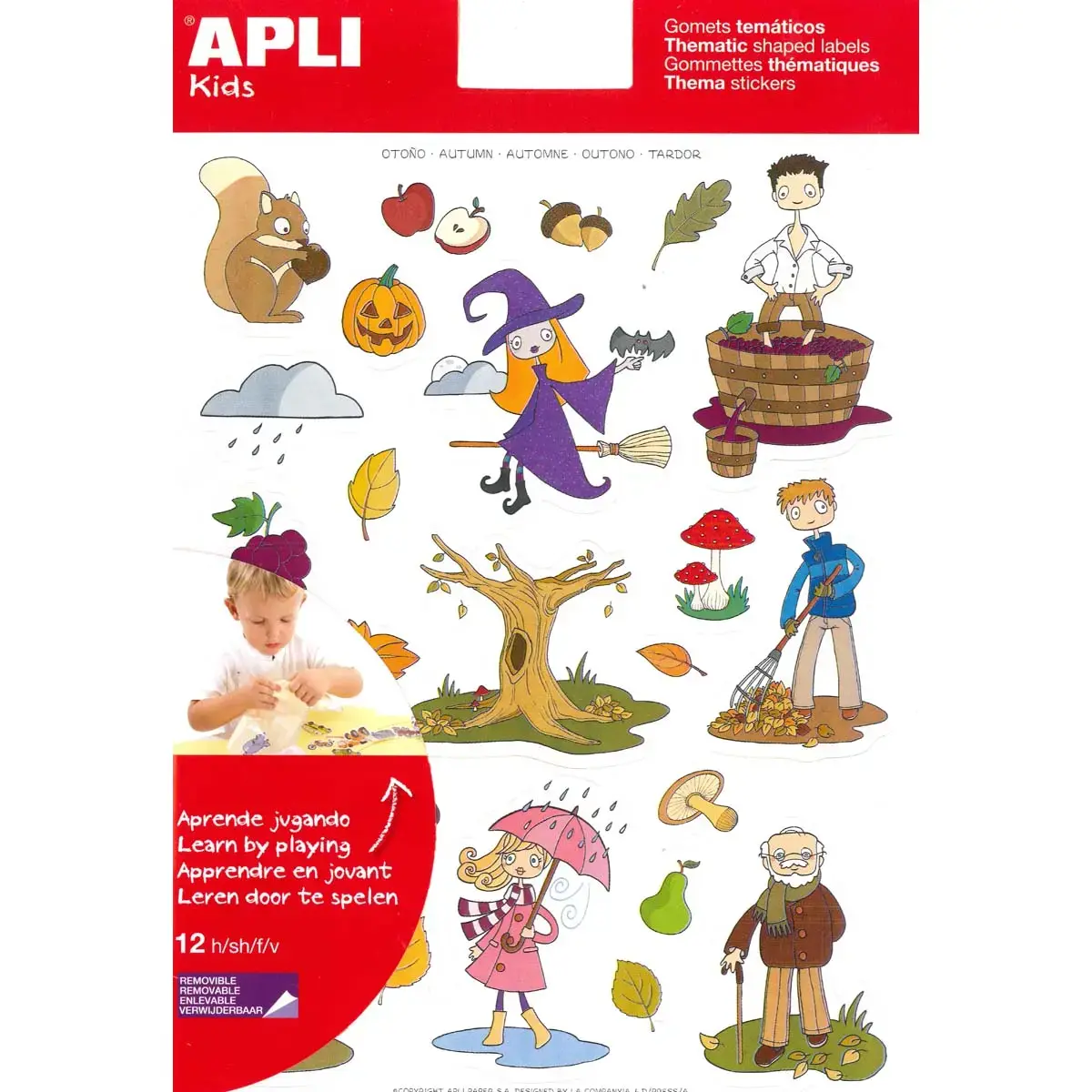 Gommettes thématiques L’Automne 12 feuilles - Apli photo du produit