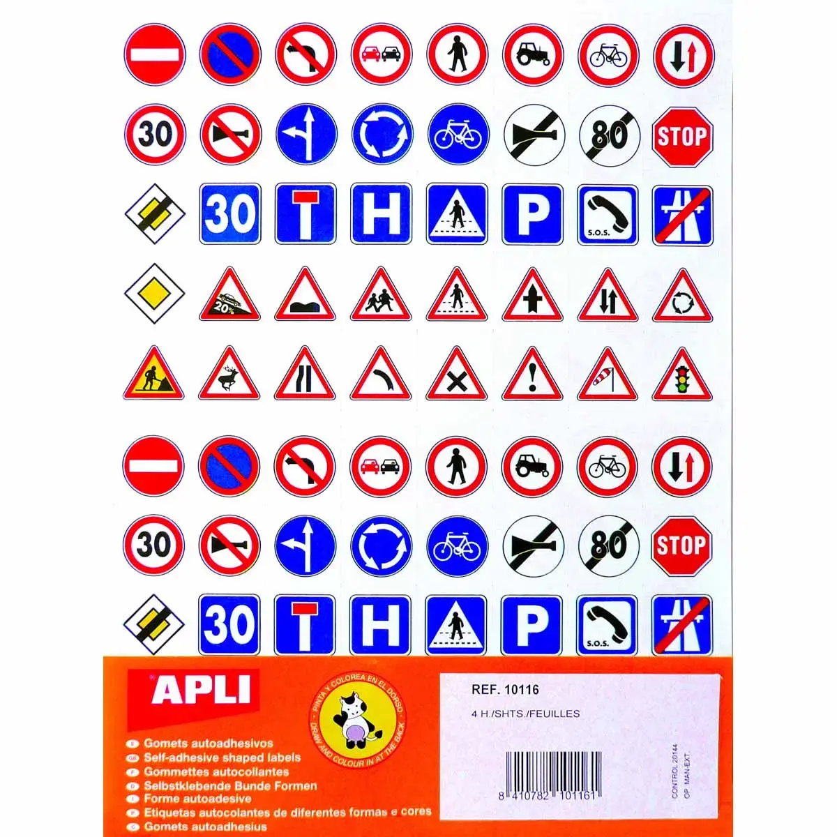 Gommettes th&eacute;matiques r&eacute;alistes code de la route 4 feuilles - Apli photo du produit