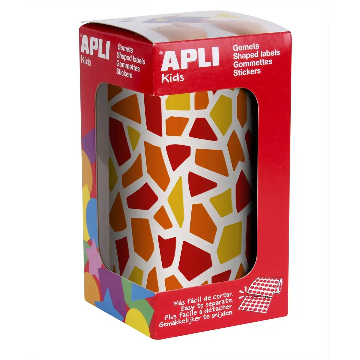 Rouleau de gommettes mosaiques orange rouge jaune 2460 unités - Apli photo du produit